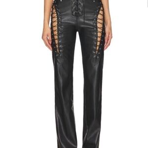I.AM.GIA Black Leather Lace Up Pants